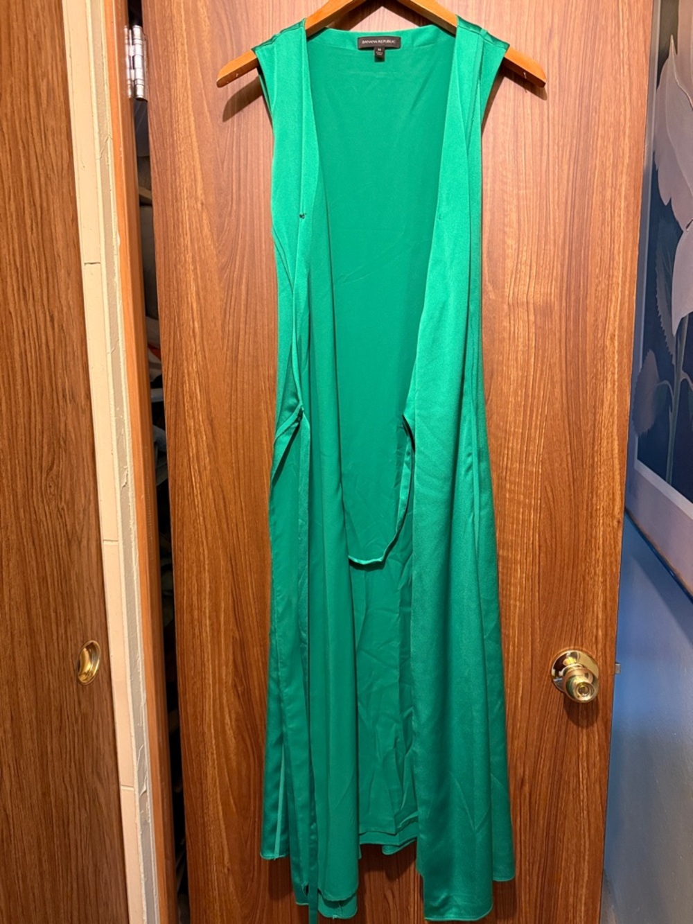 Banana Republic Emerald Green Sleeveless Maxi Wrap Dress